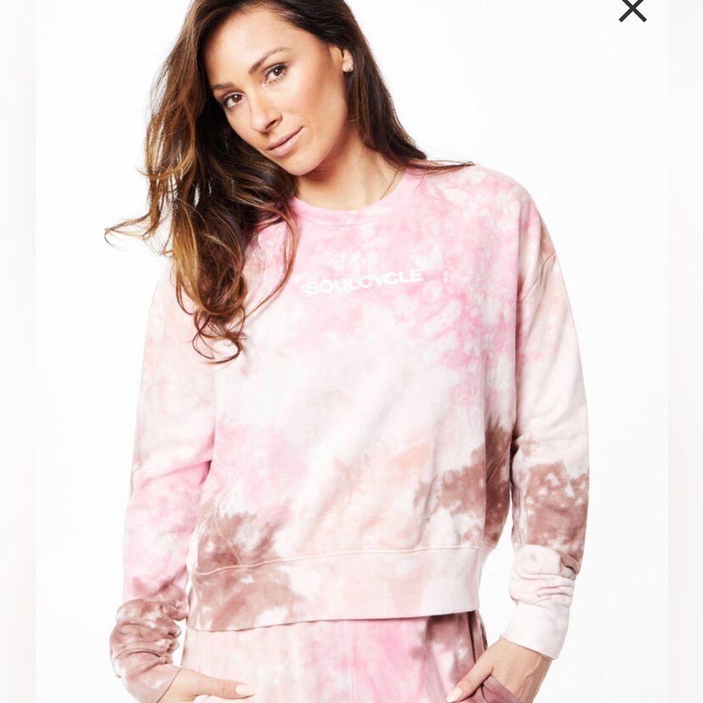 Soul by Soulcycle Lounge Tie Dye Sweatshirt Pink Brown size Medium